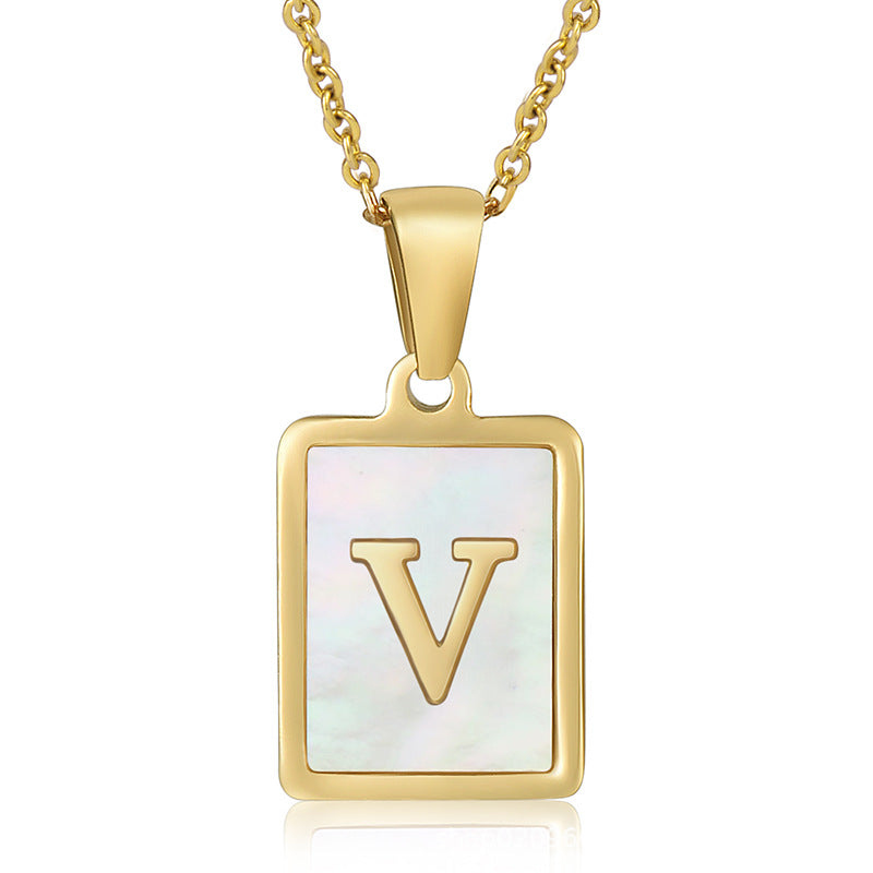 Wholesale Titanium Steel Shell Alphabet 18K Gold Necklace